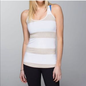 Lululemon Cool Racerback Tank Striped Cashew White